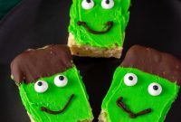 Frankenstein Rice Cereal Treats with Creepy Candy Eyes