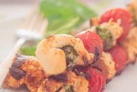 Mozzarella-Stuffed Grilled Chicken Skewers with Basil and Tomato