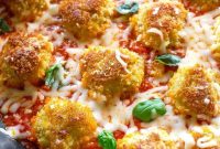 Baked Chicken Parmesan Meatballs with Marinara