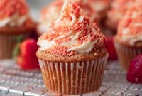 Strawberry Crunch Cupcakes Recipe with Crispy Topping