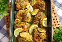 Greek Lemon Roasted Chicken Thighs with Garlic and Oregano