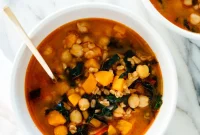 Hearty Sweet Potato, Kale & Chickpea Soup Recipe