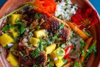 Crispy Salmon Rice Bowl with Fresh Mango Salsa