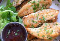 Crispy Pan-Fried Chicken Tenders with Garlic and Herb Sauce