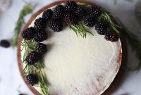 Lemon Rosemary Olive Oil Cake with Blackberry Curd & Mascarpone Frosting