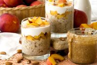 Peaches and Cream Overnight Oats with Honey Greek Yogurt Bowl