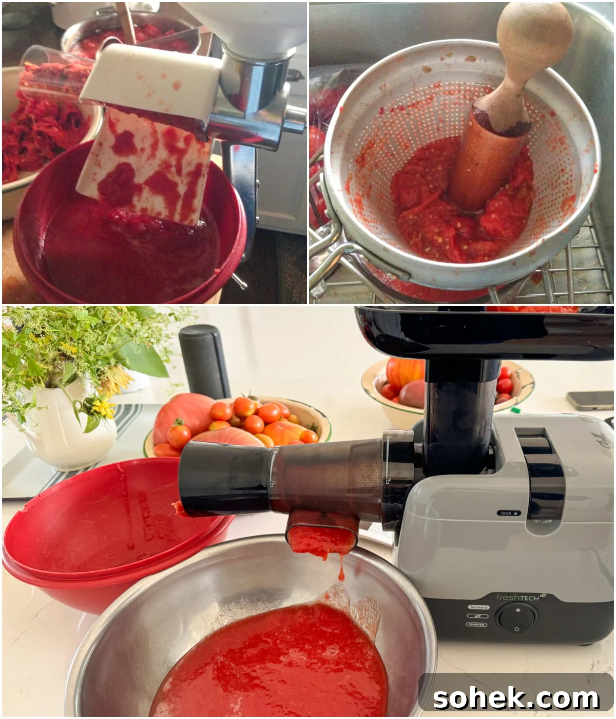 Canned Pizza Sauce from Fresh or Frozen Tomatoes — Simple Recipe 5 three ways to strain and puree tomatoes