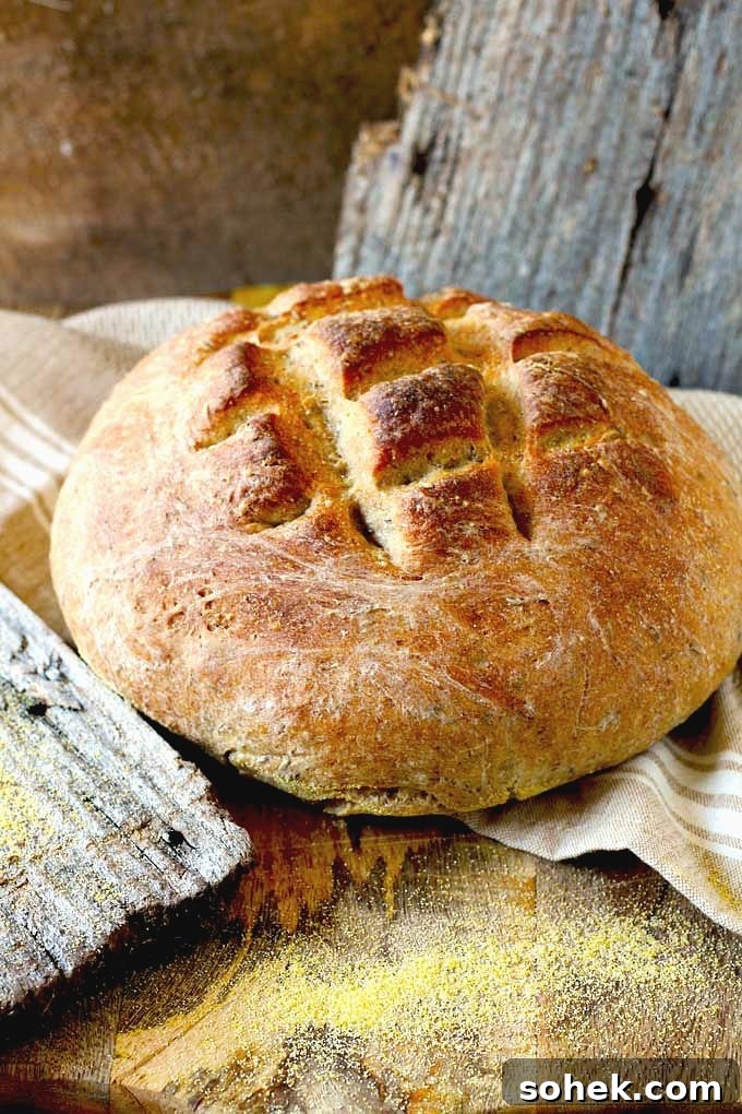 Farmer-Style German Bauernbrot: Rustic Traditional Rye Bread Recipe 2 A round loaf of German rye style bread