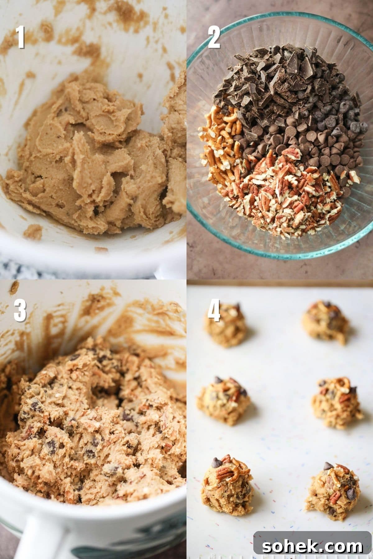 Ultimate Kitchen Sink Cookies Recipe: Loaded Chocolate Chip Bars 4 step by step instructions for making kitchen sink cookies.