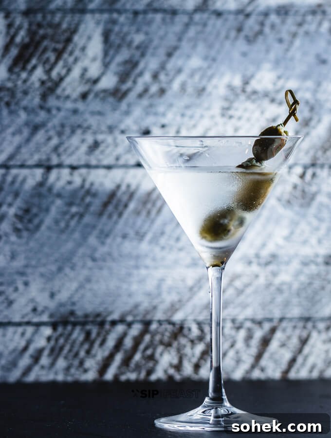 Final picture of the Martini with blue cheese olives.