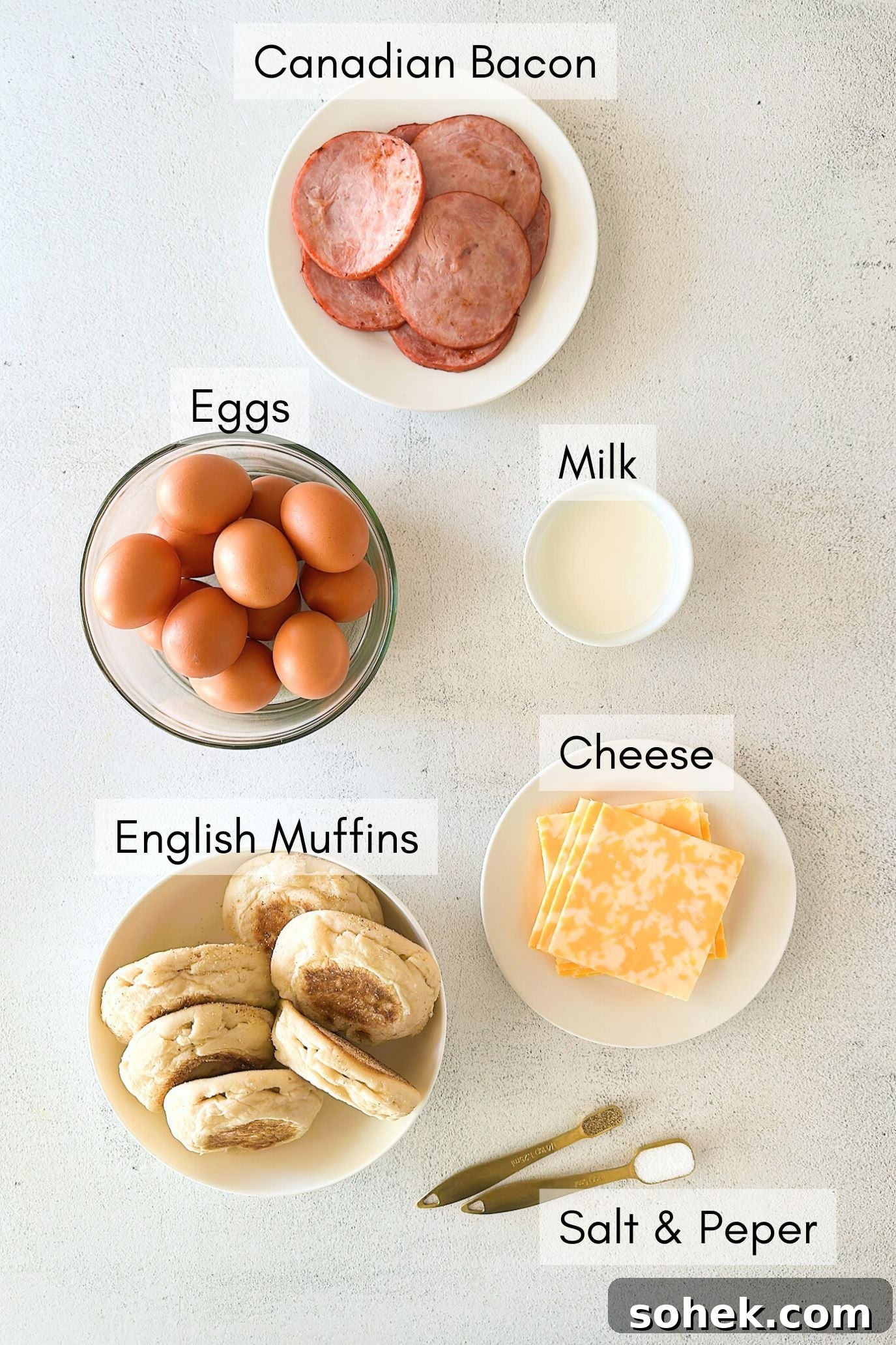 Ingredients to make freezer breakfast sandwiches.