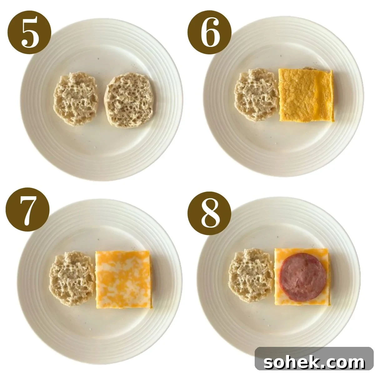 Steps to make freezer breakfast sandwiches.