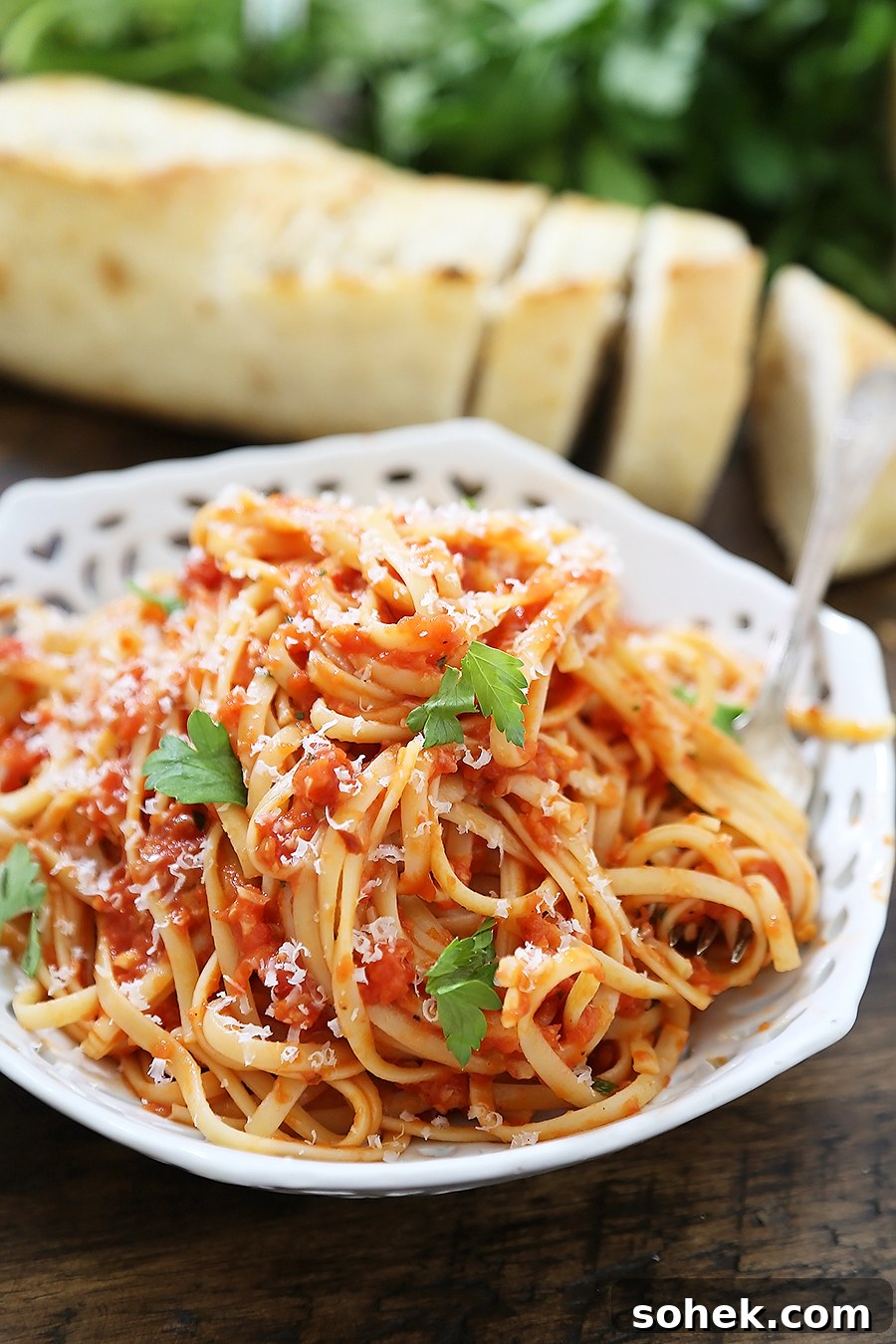 5-Ingredient Butter Roasted Tomato Sauce with Linguine