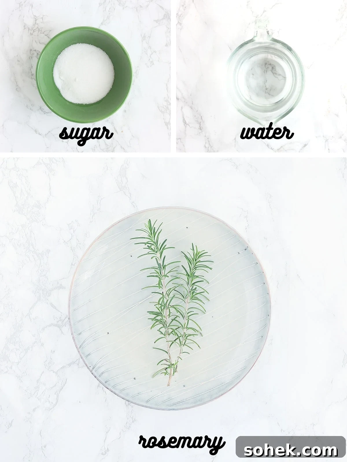Rosemary Gin Grapefruit Cocktail Recipe with Citrus Twist 3 rosemary simple syrup ingredients include sugar, water and rosemary sprigs
