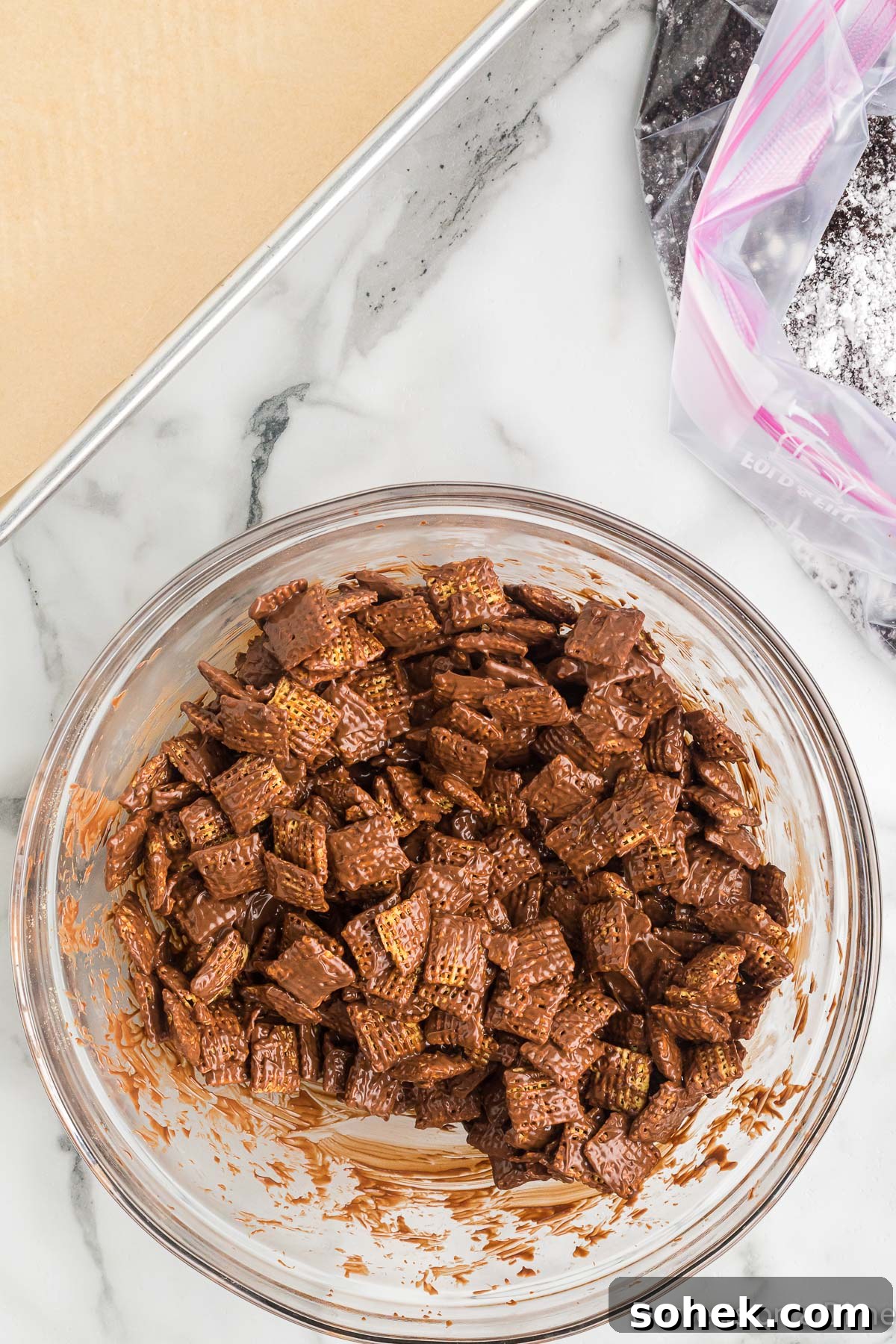 Oreo Puppy Chow Recipe: No-Bake Chocolate Cookie Snack 9 Milk chocolate mixed into cereal.