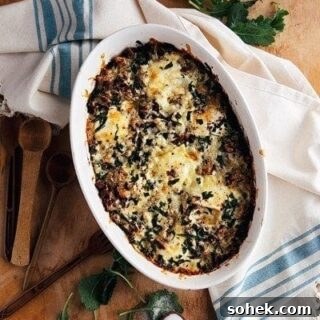 baked eggs with sausage and kale