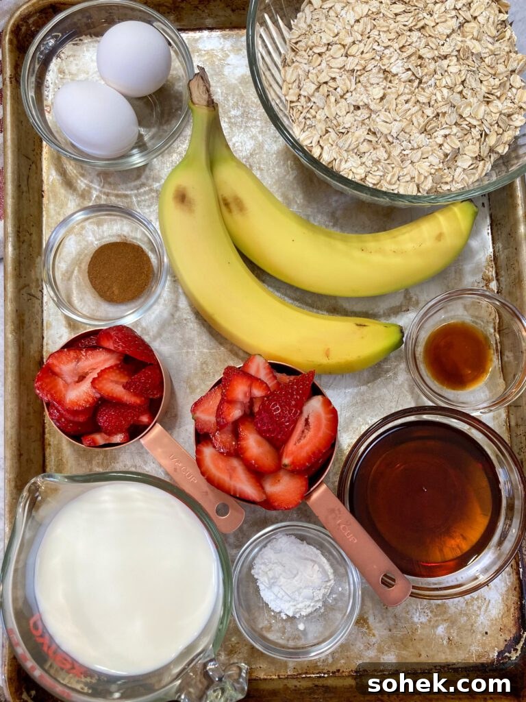 Make-Ahead Strawberry Banana Baked Oatmeal — Freezer-Friendly 3 baked oatmeal ingredients