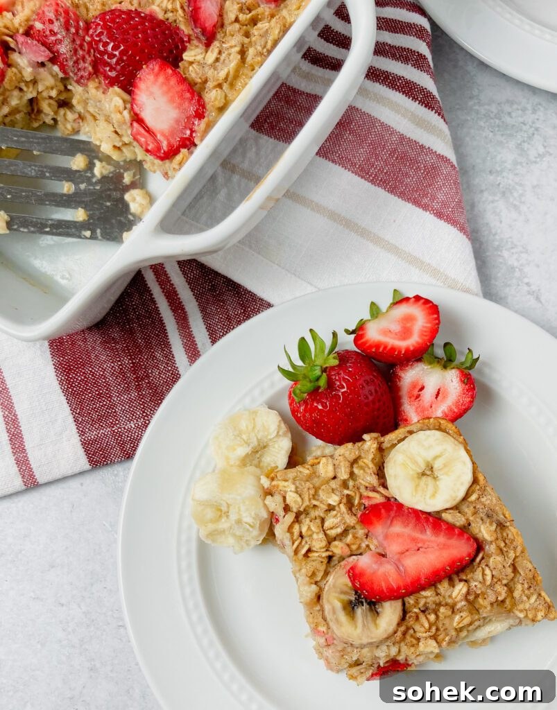 Make-Ahead Strawberry Banana Baked Oatmeal — Freezer-Friendly 4 strawberry banana oatmeal bake 48