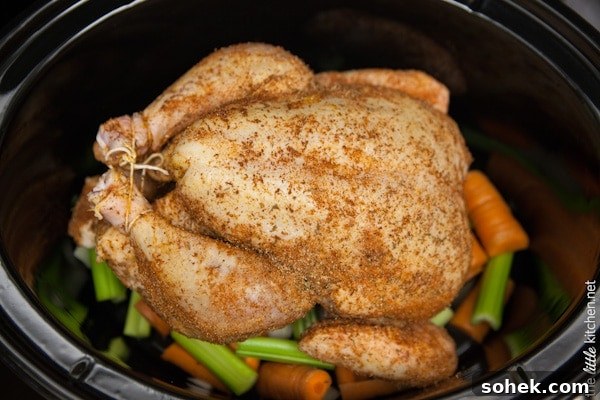 Whole Chicken in a Slow Cooker from TheLittleKitchen.net