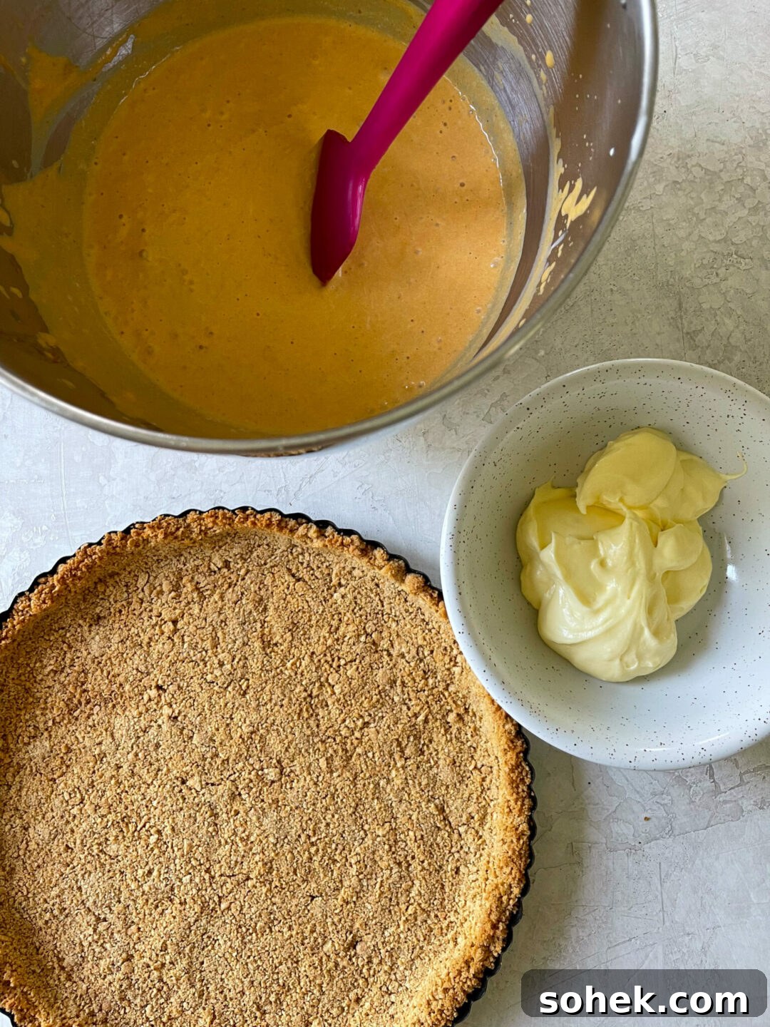 Marbled Pumpkin Cheesecake Tart Recipe for Fall Entertaining 4 Pumpkin Cheesecake Tart Ingredients | Sarcastic Cooking