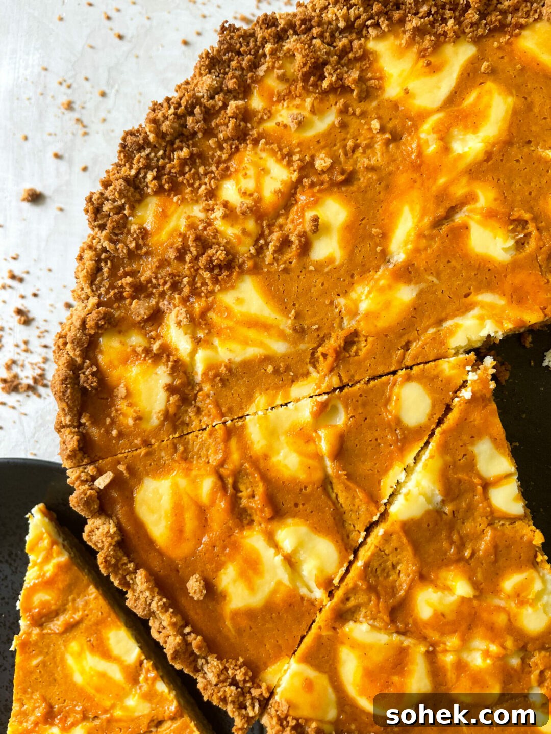 Marbled Pumpkin Cheesecake Tart Recipe for Fall Entertaining 6 Pumpkin Cheesecake Tart | Sarcastic Cooking