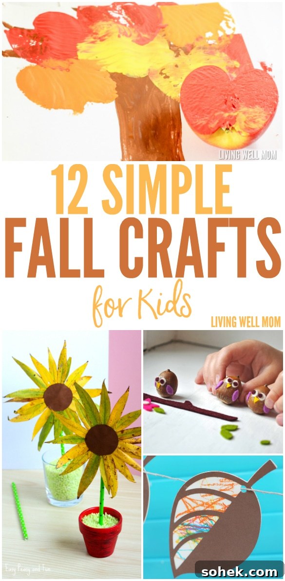 12 Fun Fall Crafts for Kids to Make at Home 3 12 Simple Fall Crafts for Kids - forget the complicated activities, these are crafts that the kids AND YOU will enjoy! From a pretty painted leaf garland to pinecone turkeys and acorn owls, there’s craft for every age too!