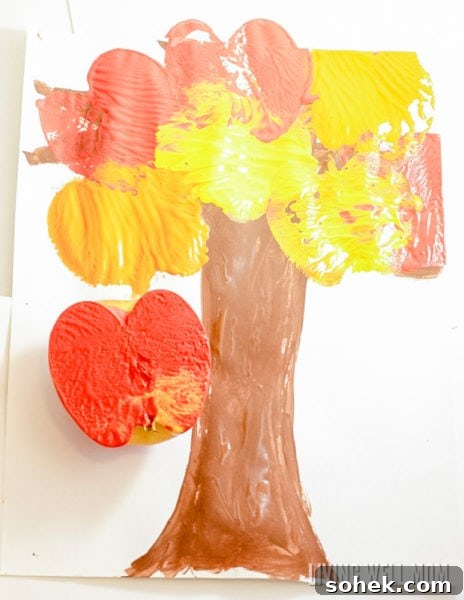 12 Fun Fall Crafts for Kids to Make at Home 8 Apple stamping preschooler art craft