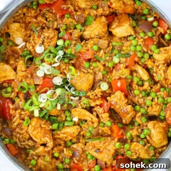 Chicken, rice and vegetables seasoned with Peri Peri in a big pot for a family dinner.