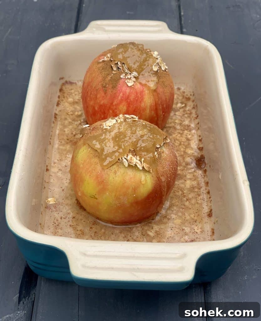 Baked Apples with cinnamon & oats - ready for the oven