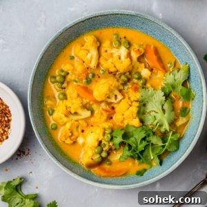 Instant Pot Cauliflower Coconut Curry Recipe for Quick Dinners 5 cauliflower coconut curry in a bowl