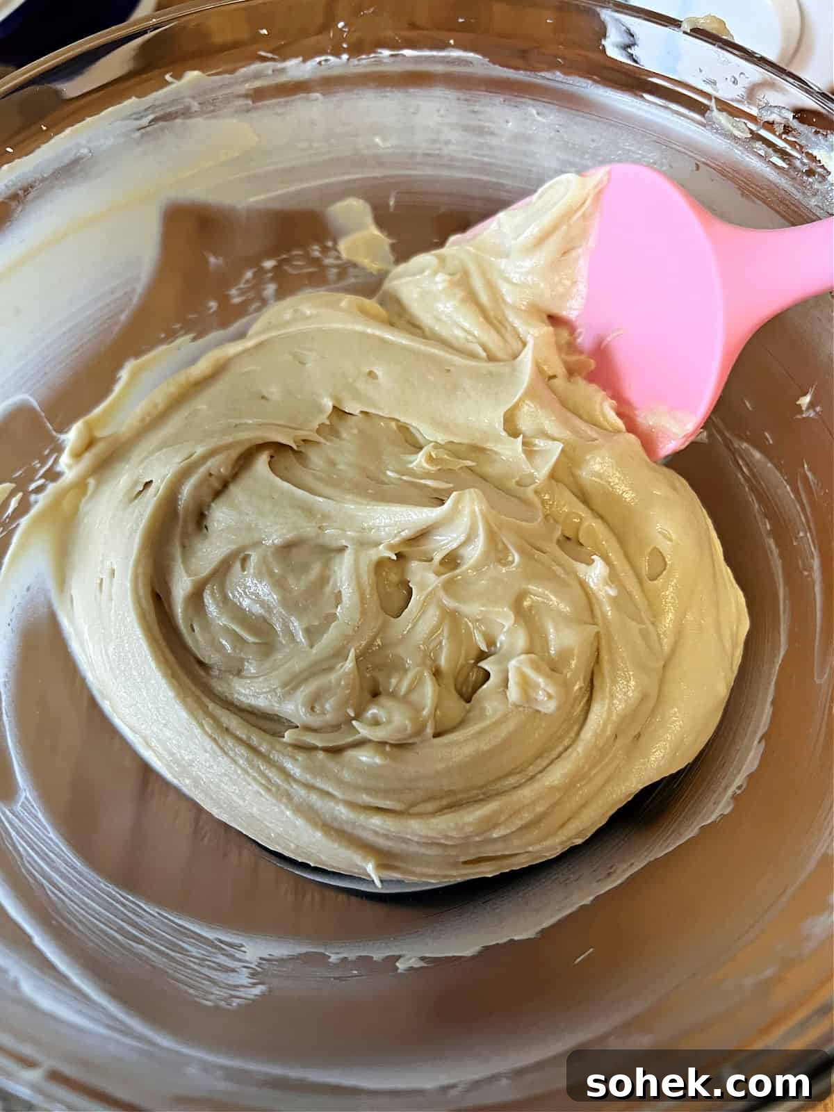 Cream Cheese Fruit Dip: 3-Ingredient Recipe for Parties 5 combined dip in a mixing bowl.