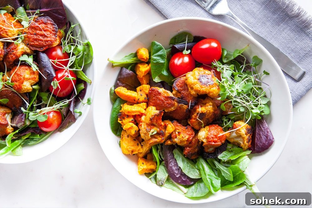 Crispy Cauliflower Wings with Tangy Mixed Greens Salad 2 Cauliflower Wings Greens Salad