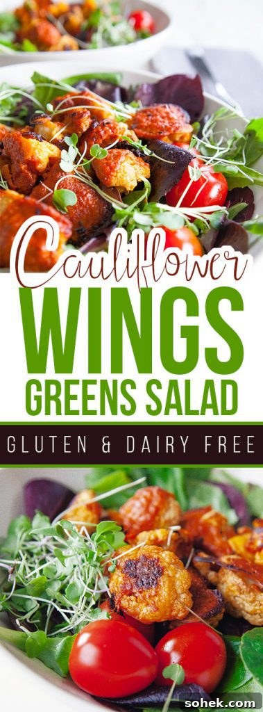 Crispy Cauliflower Wings with Tangy Mixed Greens Salad 10 Cauliflower Wings Greens Salad