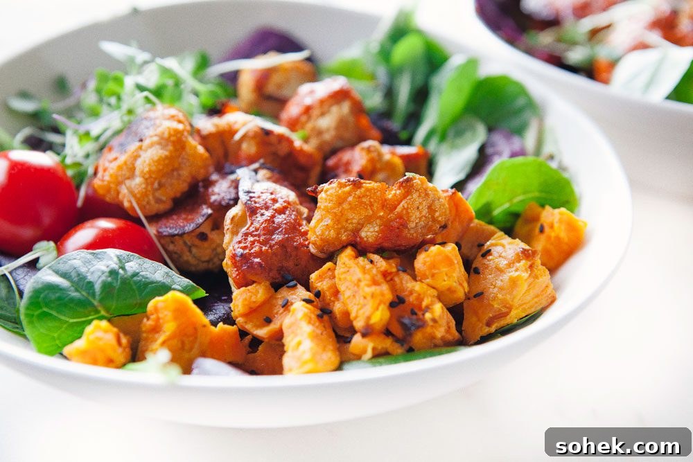 Crispy Cauliflower Wings with Tangy Mixed Greens Salad 4 Cauliflower Wings Greens Salad