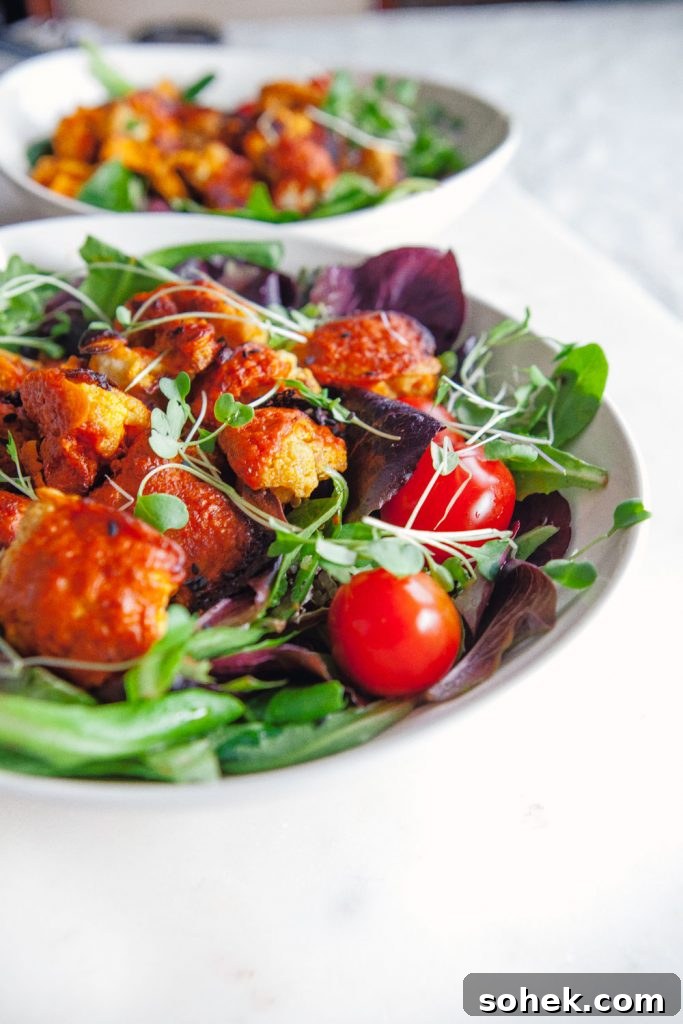 Crispy Cauliflower Wings with Tangy Mixed Greens Salad 6 img 16749 6