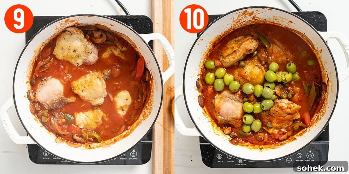 Braising chicken thighs in dutch oven.