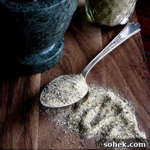 A Garlic & Herb Seasoning Blend that is so versatile it can be used in soups, savory crackers and crusts, in salad dressings or as a rub for grilled meats.| low carb, gluten-free, dairy-free, Paleo | lowcarbmaven.com