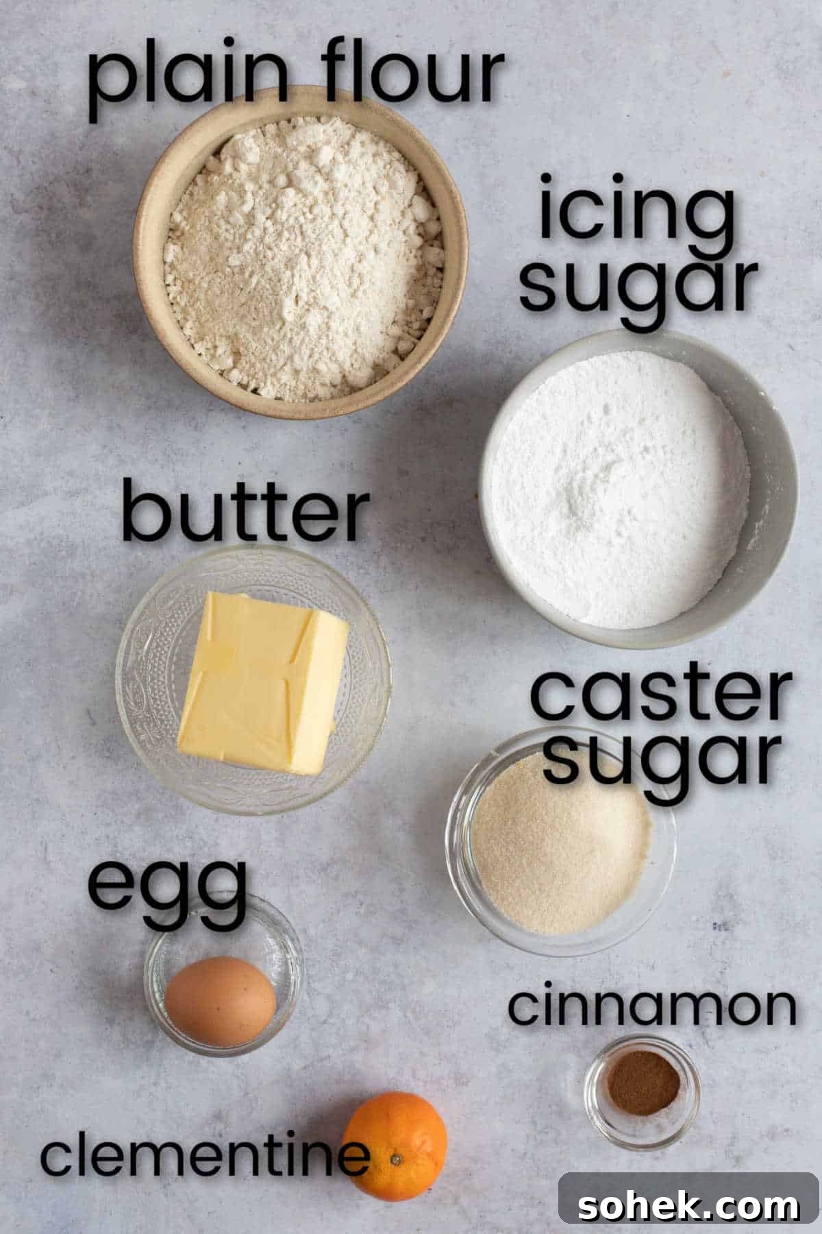 Ingredients for easy Christmas biscuits.