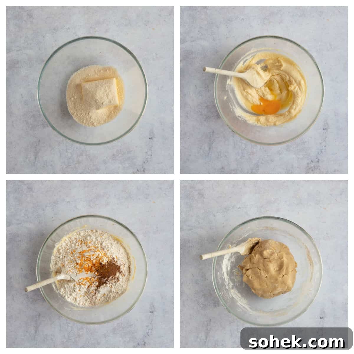 Making the biscuit dough in a large mixing bowl.