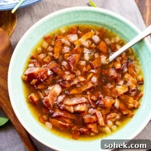 Hot Bacon Dressing in a bowl.