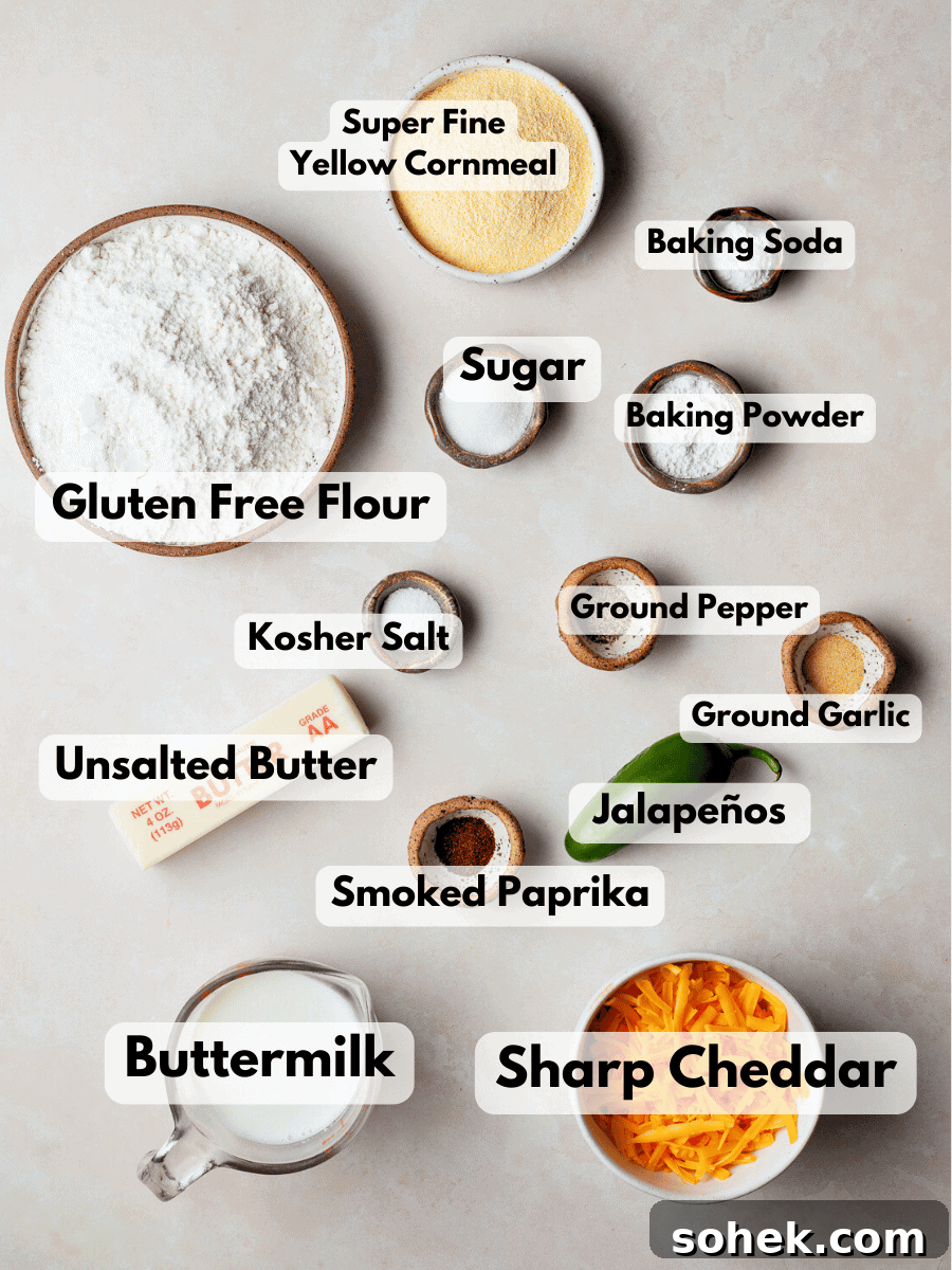 Gluten-Free Jalapeño Cheddar Biscuits Recipe for Crispy Flavor 3 a collage of ingredients needed to make gluten free jalapeno cheddar biscuits