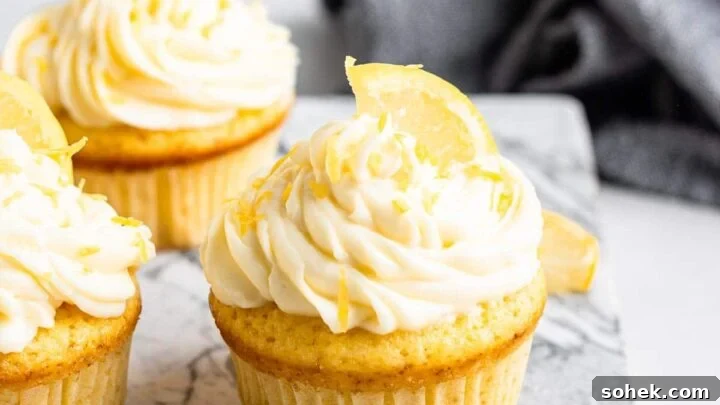 Lemon cupcakes with lemon cream cheese frosting.
