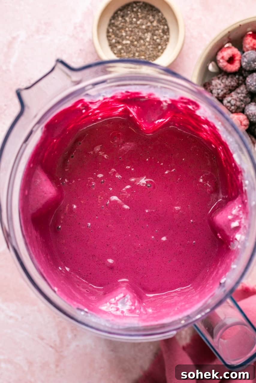 blended smoothie in a blender 