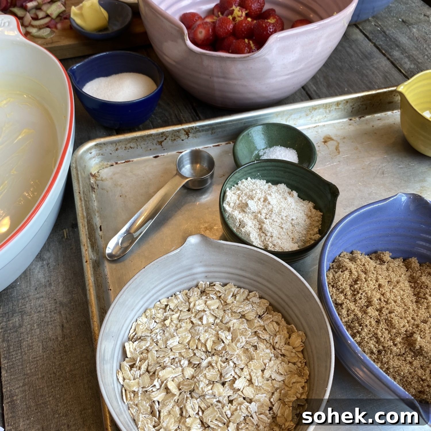 prep for strawberry crumble