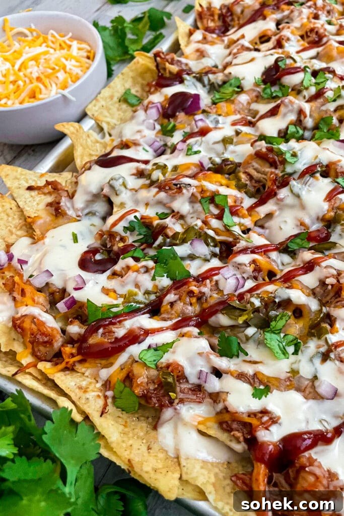 Sheet Pan BBQ Chicken Nachos for Crowd-Friendly Game Night 2 Easy sheet pan BBQ chicken nachos