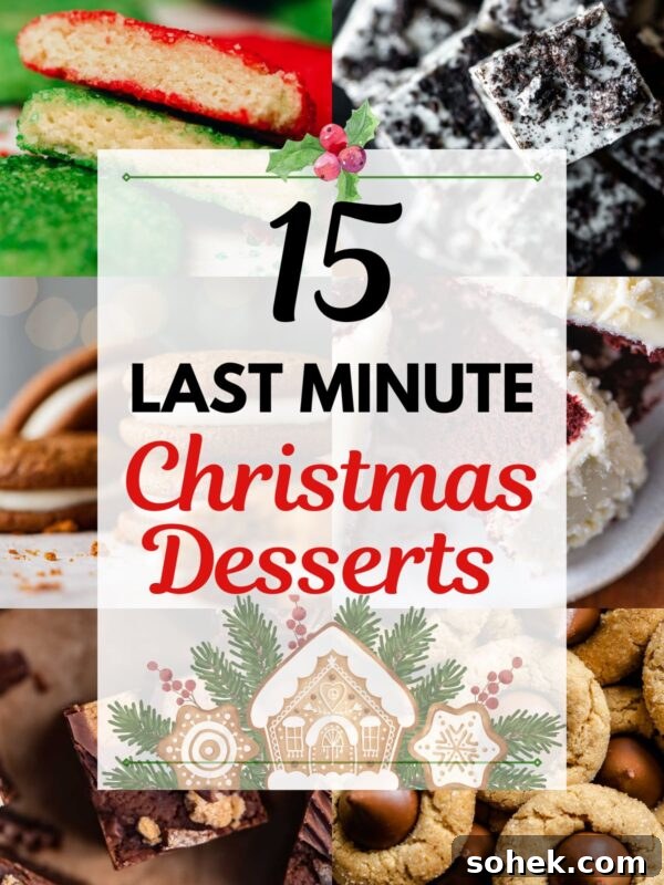 Chocolate Cut-Out Cookies: Decadent Cocoa Sugar Cookies for Decorating 7 Six images of different desserts with center text that reads 15 last minute Christmas desserts