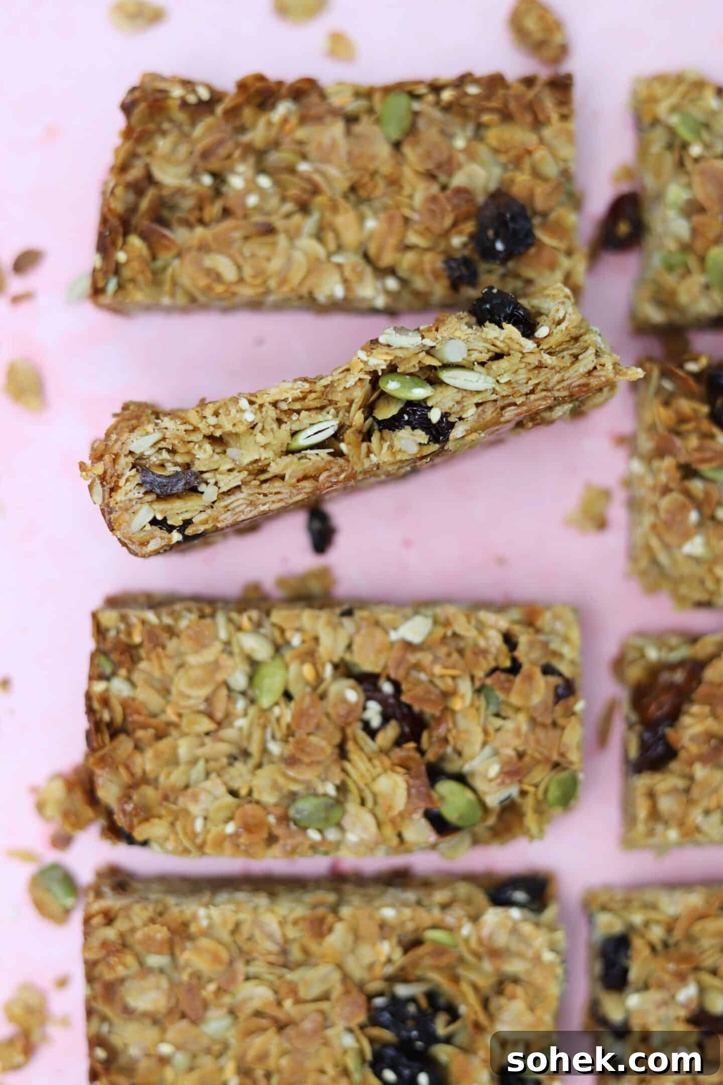 Gluten-Free Oat Flapjack Recipe: Chewy & Delicious Bars 6 gluten free flapjack bars with fruit and seeds