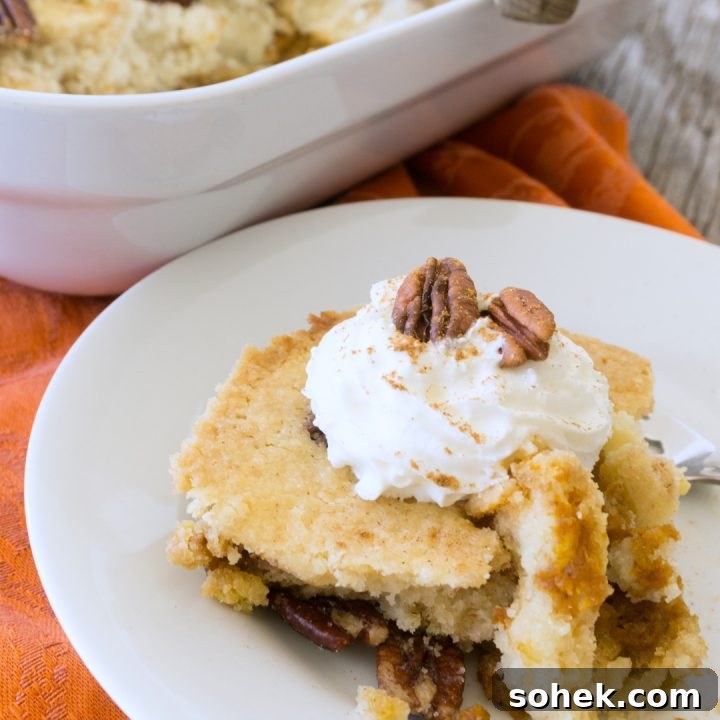 plated slice of pumpkin dump cake