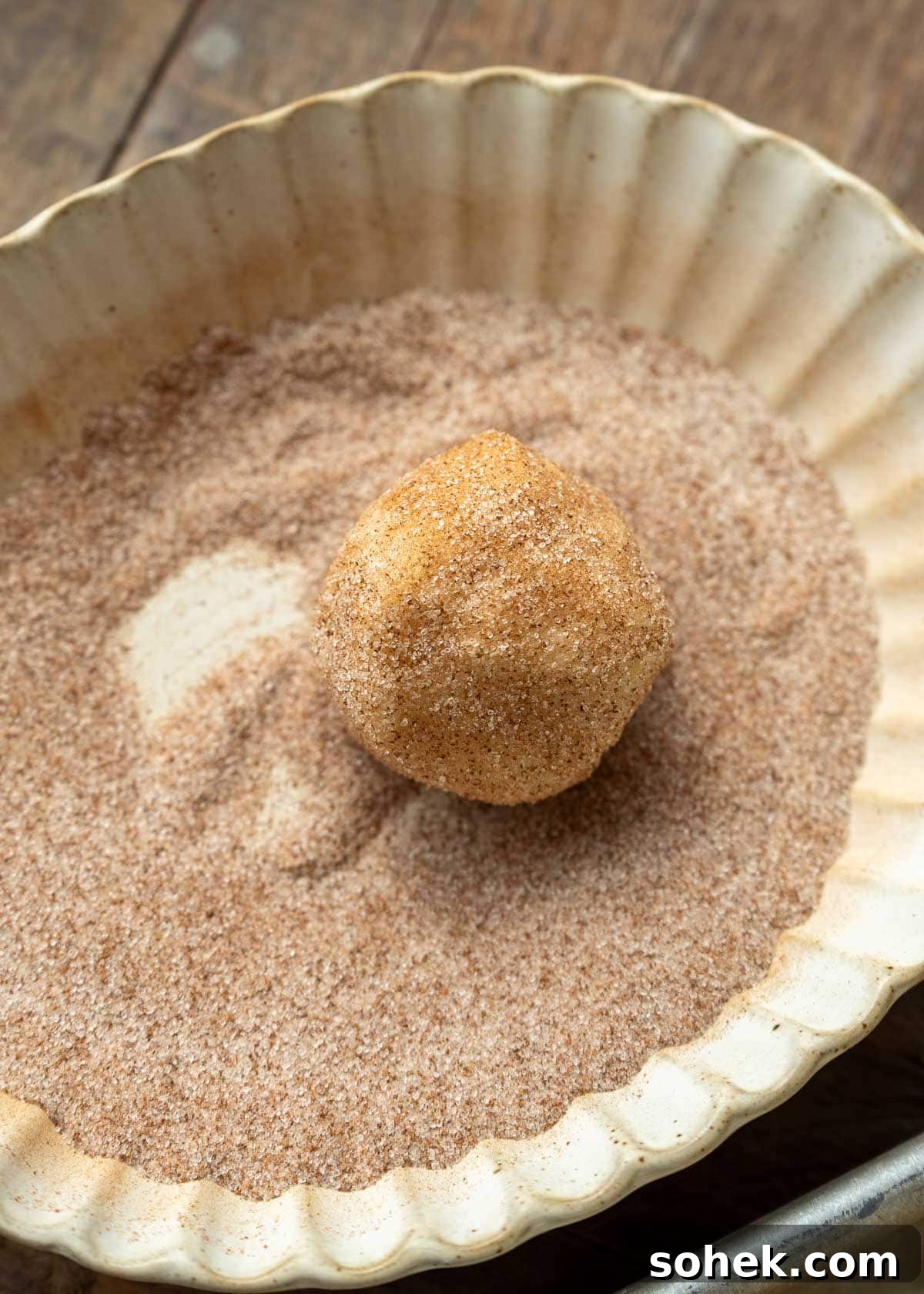 cookie dough rolled in cinnamon sugar