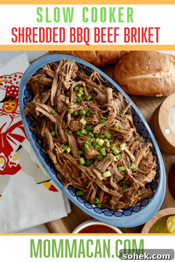 Slow Cooker Pulled Beef Brisket with BBQ Sauce 5 Pulled BBQ Beef Brisket Slow Cooker